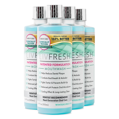 LIVFRESH Wintergreen Mouthwash - 4 Pack