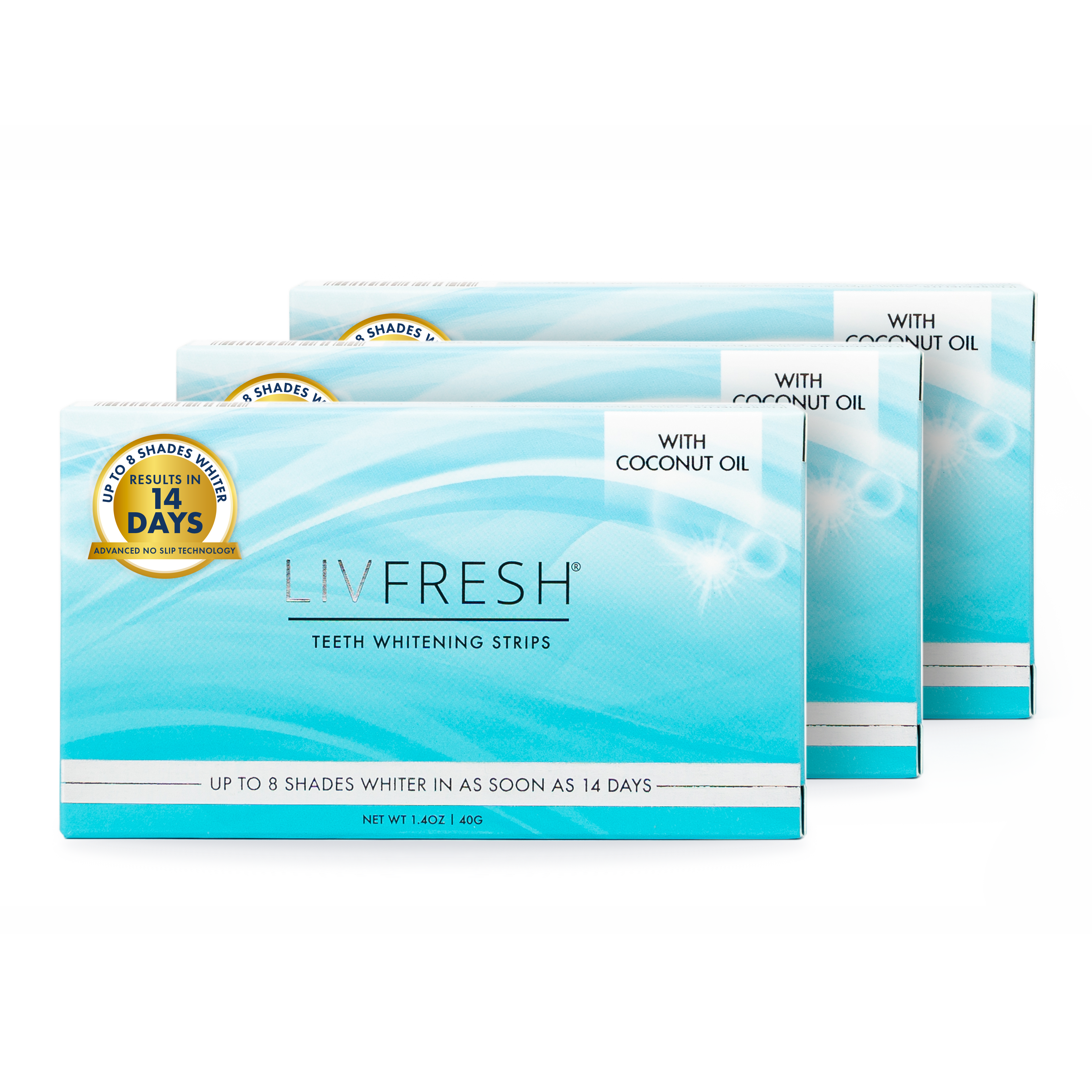 LIVFRESH Coconut Whitening Strips — value 3-pack